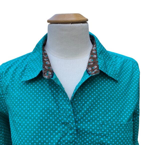 Boden Polka Dot Button Down Shirt Cotton Flip Contrast Cuff Tailored Colorful-10 - Picture 3 of 15
